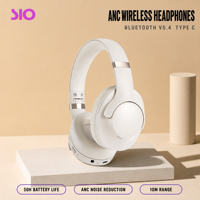 Casque audio supra-auriculaire filaire et sans fil IP65 étanche, 55H d'autonomie, réduction active du bruit ANC -43dB, transducteur en titane 40mm, HIFI, AUX