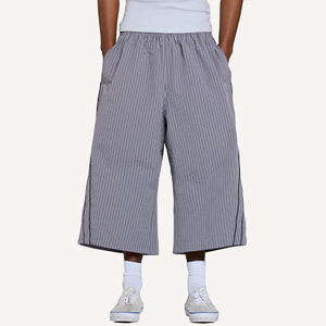 Pantalones Cortos Bermuda de Hombre Personalizados de Fabricante, Holgados, Estilo Jogger, con Diseño Waffle y Ribete a Cuadros, Largo Capri 3/4 - Product Image 1