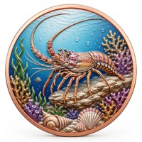 Pièce de monnaie en cuivre pur 999 de 1 oz, série Monde sous-marin 3D en relief UV, édition collector colorée