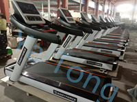 Treadmill elektrik komersial bermotor, peralatan Fitness Gym portabel dengan tes detak jantung untuk berjalan