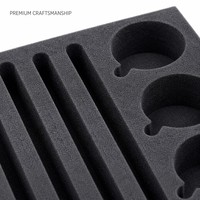 Plateau en mousse EVA noire découpé sur mesure à plusieurs trous, insert en éponge antichoc pour emballage de coffret cadeau d'outils cosmétiques ou de matériel
