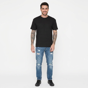 Camiseta de Hip Hop para Hombre, Talla Grande, de Poliéster y Algodón, con Logotipo Personalizado, Transpirable, de Alta Calidad, Tela de 300g - Product Image 1