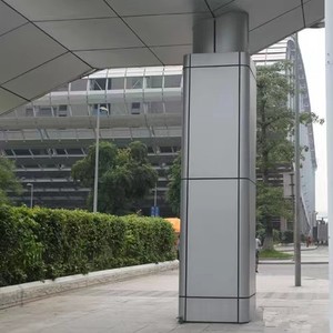 Panneaux muraux en aluminium incurvés de grand bâtiment taille de coupe personnalisée en usine double mur-rideau ignifuge incurvé en aluminium - Product Image 1