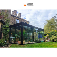 Villa moderne WANJIA, toit triangulaire en aluminium et verre, véranda quatre saisons, serre