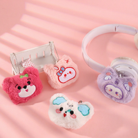 Porte-clés en peluche 3D en forme de tête d'animal, confortable et de haute qualité, mignon et moelleux, pour écouteurs ou comme pendentif