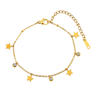 MILO MLSTMB20 Minimalist Star Zircon Charm Bracelet Waterproof 18K Gold Plated Stainless Steel <strong>Jewelry</strong> for Women New Arrival - Product Image 1