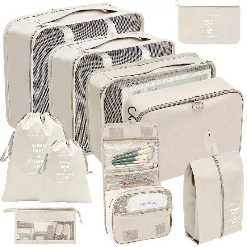 कस्टम संपीड़न पैकिंग क्यूब 7 पीस ट्रैवल ऑर्गनाइज़र बैग सूटकेस पैकिंग कपड़ों के अंडरवियर कॉस्मेटिक ट्रैवल बैग के लिए