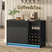 Nouveauté : Meuble de bar avec étagère à vin, rangement de bar, buffet avec éclairage LED et station de recharge