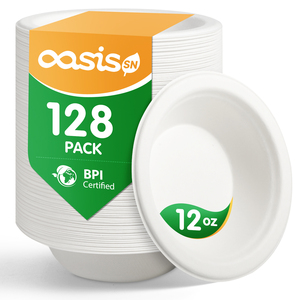 Bols en papier jetables biodégradables résistants et compostables, fabriqués en bagasse, compatibles micro-ondes et congélateur, imperméables, résistants à la graisse, pour le camping - Product Image 1