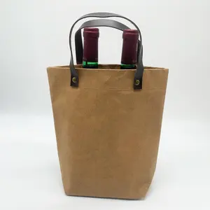 도매 사용자 정의 빨 크래프트 종이 여성 작은 방수 ECO-친절한 다크 브라운 토트 쇼핑 가방