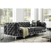 Sofá Chesterfield Moderno de Acero Inoxidable, Sofá Seccional Tapizado en Terciopelo, Sofás para Sala de Estar, Hogar y Hotel