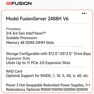 שרת מדף XFusion 2488HV6 2U עם 4 שקעים, מעבדי Intel Xeon Gold Scalable, זיכרון 32GB, מהירות 2.8GHz, אחסון מרובה תאים, מארח מחשוב ארגוני 1-3 - Product Image 2