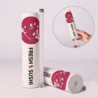 Tube à sushi en papier imprimé sur mesure avec bâtonnet à sauce, emballage alimentaire de qualité alimentaire, conteneur cylindrique à poussoir pour plats à emporter