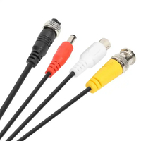 M12 4 pines cabeza de aviación hembra a BNC/RCA/DC Cámara CCTV adaptador AV conector Cable