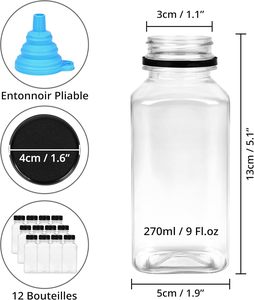 Food Grade BPA Free 500ml for <b>Plastic</b> Juice Milk Champagne Soda Bottles with Black Tamper Evident Caps <b>Straws</b> 12 Sets in Bulk - Product Image 3