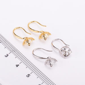 Accesorios de Plata S925 para DIY con Perlas, Cuentas Redondas de 9-10 mm, 20386, Pendientes Colgantes con Clavo Hueco y Corrector para Accesorios de Moda - Product Image 2