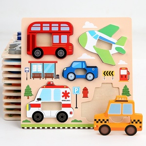 Puzzle 3D en bois Montessori pour l'éducation précoce des bébés et des enfants, dinosaures, véhicules, animaux, 0-2 ans, <span class=keywords><strong>jouet</strong></span> éducatif <50 - Product Image 3