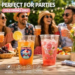 Gobelets en plastique transparent 11oz avec couvercles à bec verseur, empilables, en PET, pour le bureau, la pause-café, contenants à boissons, fournitures quotidiennes, logo personnalisé - Product Image 2