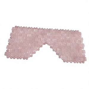 หน้ากากตาหินโรสควอตซ์หยกธรรมชาติพร้อมโลโก้สั่งทำ - Product Image 1