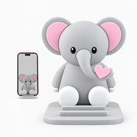 Support de téléphone éléphant mignon, ornement de bureau, support de téléphone portable réglable à double fente, base antidérapante, support de téléphone éléphant Kawaii