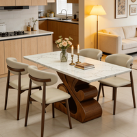 Italienischer Ultra-Minimalistischer Marmor Massivholz Esstisch Moderner Minimalistischer Luxuriöser Hochwertiger Rechteckiger Esstisch
