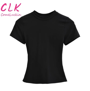 T-shirt estive da <span class=keywords><strong>donna</strong></span> in <span class=keywords><strong>cotone</strong></span> a maniche corte, girocollo, tinta unita, aderenti - Product Image 2