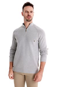Inverno Hot Sale malhas Moda Mangas Compridas Cor Sólida Gola Alta Casual dos homens meia-zip pulôver camisola - Product Image 5