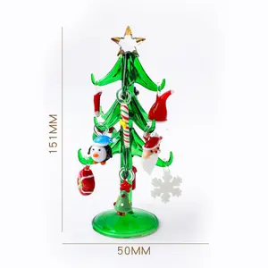 LONGSTAR Petit arbre de Noël en verre soufflé fait à la main avec ornement amovible pour les cadeaux de vacances