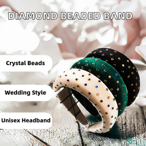 Nouveau Bandeau Unisexe Perlé de Perles Larges, Accessoire Cheveux Tendance pour la Saint-Valentin 15CM Wasai - Product Image 2