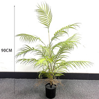 Grandes plantes artificielles en soie de couleur naturelle, type palmier, en pot en plastique écologique, durables, 30 cm, pour intérieur/extérieur, maison et bureau
