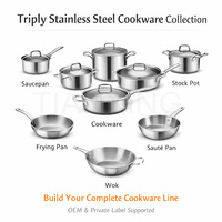 Ensemble de casseroles et poêles TIANXING Premium en acier inoxydable triple couche, compatible induction, pour service OEM ODM