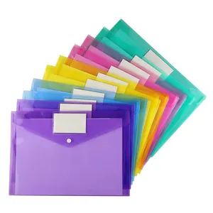 Sobres de plástico transparente de tamaño A4, sobres transparentes para carpetas de archivos con bolsillo para etiquetas