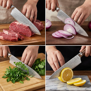 Juego de <span class=keywords><strong>9</strong></span> Cuchillos de Cocina VG10 Damasco, Cuchillo de <span class=keywords><strong>Chef</strong></span> con Mango de Madera de Resina, Cuchillo Santoku, Cuchillo para Verduras, Pan y Deshuesar, con Caja de Regalo Negra - Product Image 3