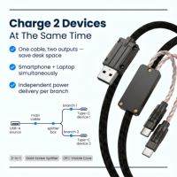 Kabel Keyboard & Mouse 2-in-1 Tipe-C dengan Kawat Nilon Terjalin, Pengisian Daya & Data yang Tahan Lama, Colokan RGB Aviation untuk Earphone & Komputer