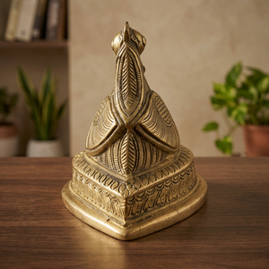Statue de paon en laiton artisanale, objet décoratif traditionnel gravé, figurine d'oiseau pour la décoration de la maison, du temple ou du bureau - Product Image 5