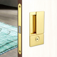 Serrure de porte intérieure d'hôtel moderne avec design plat intégré en zinc, silencieuse et minimaliste, pour porte coulissante de chambre à coucher