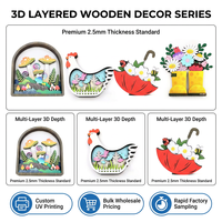 Adornos de Flores de Madera Contrachapada en 3D, Decoración Multifuncional de Pascua, Corte Láser, Hechos a Mano, Regalo al por Mayor