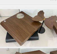 Mesa de Centro Moderna de Madera de Nogal con Juego de Mesas Auxiliares Giratorias, Muebles de Sala de Estar de Mediados de Siglo
