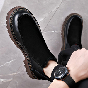 Stivali Chelsea da <span class=keywords><strong>uomo</strong></span> in vera pelle stile retrò britannico, taglie 38-45, stivali comodi slip-on da <span class=keywords><strong>uomo</strong></span> per autunno/inverno - Product Image 2