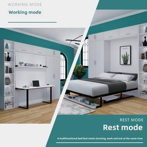 Ensemble <span class=keywords><strong>de</strong></span> meubles <span class=keywords><strong>de</strong></span> maison intégrés comprenant un <span class=keywords><strong>lit</strong></span> <span class=keywords><strong>mural</strong></span> invisible, une étagère <span class=keywords><strong>de</strong></span> <span class=keywords><strong>bureau</strong></span> pliante cachée <span class=keywords><strong>avec</strong></span> accessoires <span class=keywords><strong>de</strong></span> quincaillerie - Product Image 4