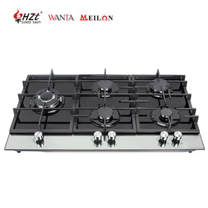 Cuisinière à gaz professionnelle 5 brûleurs en verre trempé polyvalente, fournisseur chinois - Product Image 2