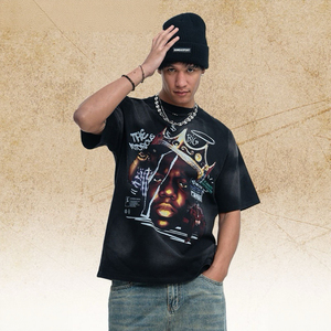 Camiseta Oversize Vintage Lavada con Estampado The Notorious B.I.G., Camiseta de Algodón Pesado Estilo Urbano - Product Image 2