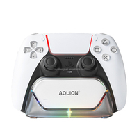 Support de charge rapide avec lumière RGB à atmosphère unique AL-P5520 ABS pour la série PS5, base de stockage pour manette de jeu, accessoires