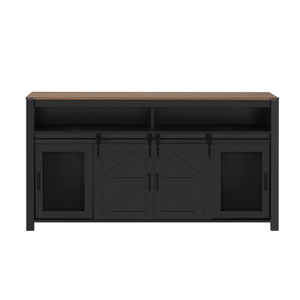 59.3'' Modern <b>Kitchen</b> <b>Sideboard</b> with Sliding Barn Door and Mesh Panels Eco-Friendly Durable Buffet with Open Storage - Product Image 5