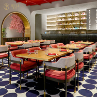 Meubles de restaurant de luxe modernes à usage commercial, design d'intérieur, ensemble table et chaises de café, canapé d'angle simple, banquette