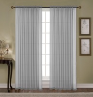 Rideaux de literie transparents blancs 2 panneaux, ensemble de draperies de poche à tige [54W x 84l pouces] Voile de traitement de fenêtre luxueux pour salon