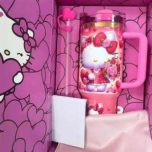 Vente en gros de gobelets isothermes de luxe de marque célèbre, personnalisables, 40OZ avec poignée et paille, type thermos, gobelet de voyage extérieur à motif dessin animé 40oz - Product Image 1