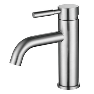 Single Handle Basin Faucet 304 Stainless Steel <b>Brushed</b> Modern <b>Deck</b> Mounted Single Hole Spout Reach 5.0-6.9in - Product Image 1