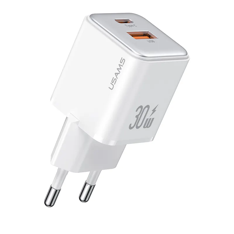 USAMS QC 18W PD 30W adaptadores de energia para telefone universal plug UE seguro tipo C USB carregamento rápido mini carregador rápido portátil