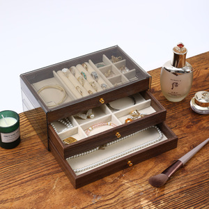 Sólido de tres capas cajón hebilla cierre rectángulo joyería caja de almacenamiento anillos pendientes collares pulseras otros accesorios - Product Image 2